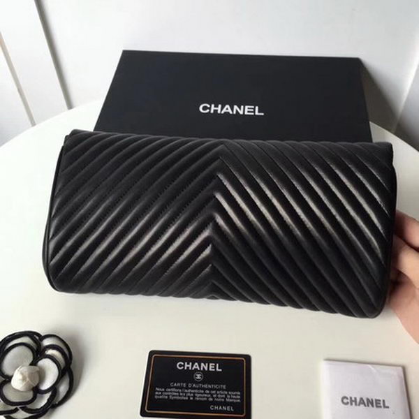 Chanel Clutch Chevron Sheepskin Leather CHA6698 Black