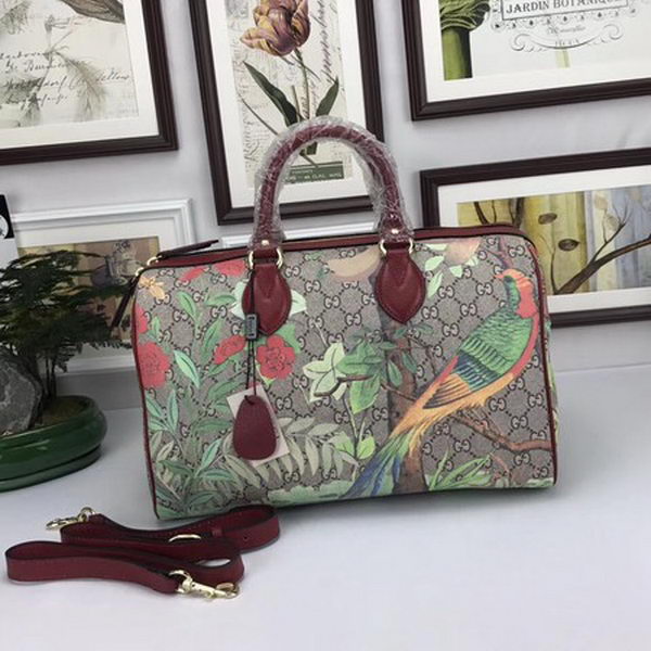 Gucci Tian GG Supreme Boston Bag 409527 Wine