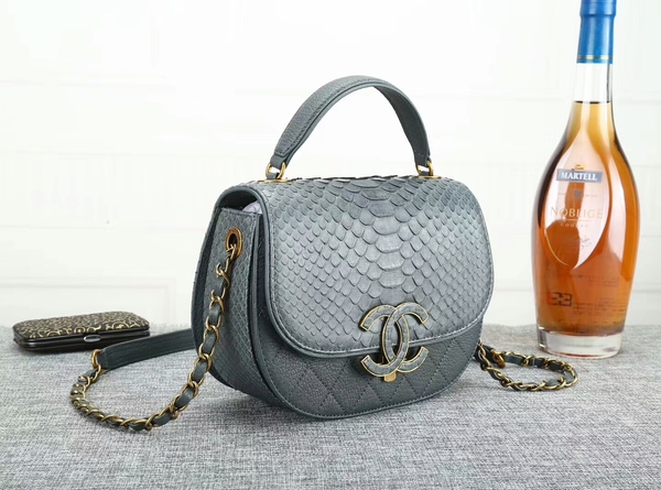 Chanel 2017 Original Python Leather Shoulder Bag 8125 Blue