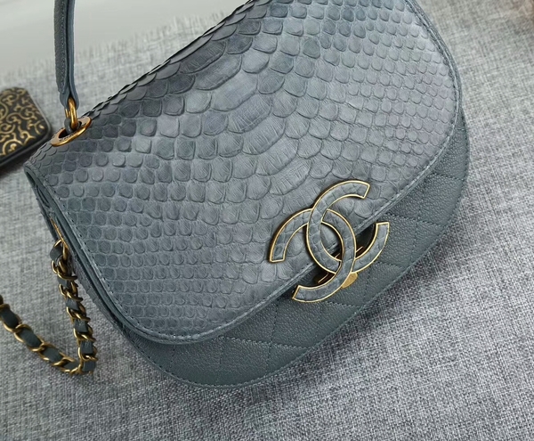 Chanel 2017 Original Python Leather Shoulder Bag 8125 Blue