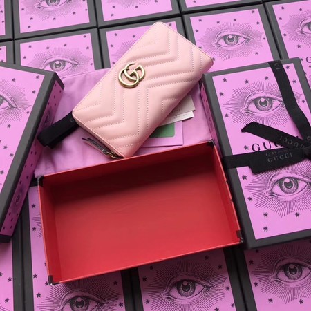 Gucci GG Marmont Zip Around Wallet 443123 Pink