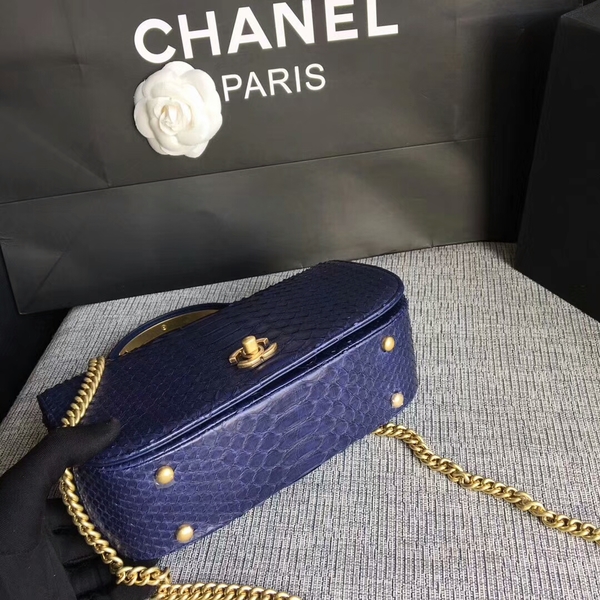 Chanel 2017 Original Python Leather Shoulder Bag 8127 Blue