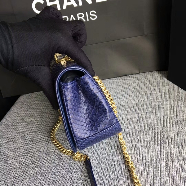 Chanel 2017 Original Python Leather Shoulder Bag 8127 Blue