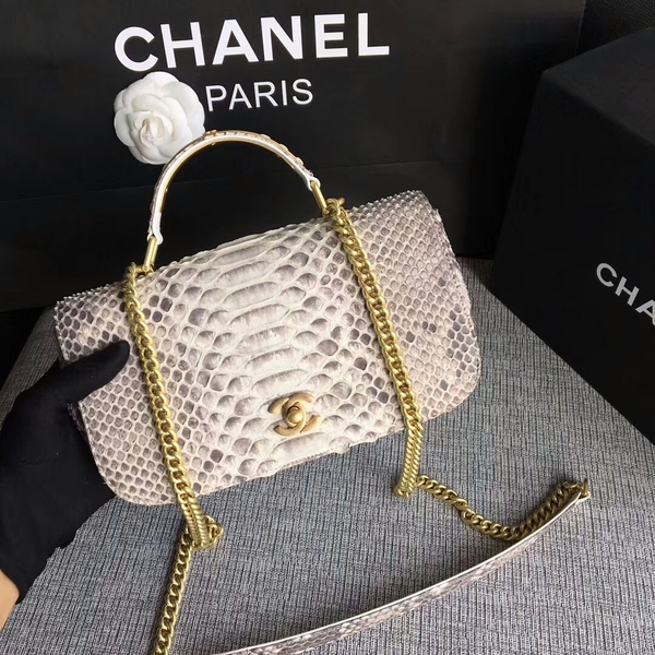 Chanel 2017 Original Python Leather Shoulder Bag 8127 Offwhite