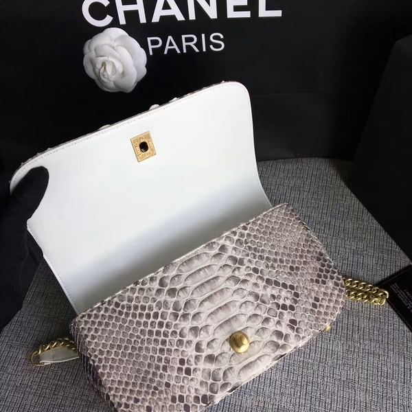 Chanel 2017 Original Python Leather Shoulder Bag 8127 Offwhite