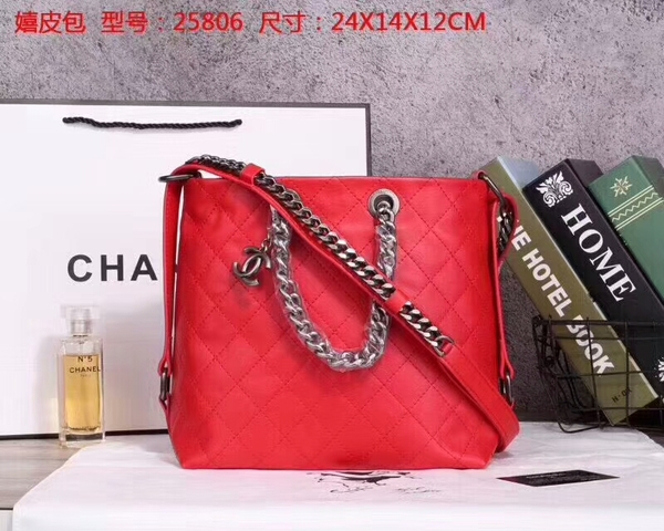 Chanel Calfskin Leather Tote Bag 25806 Red