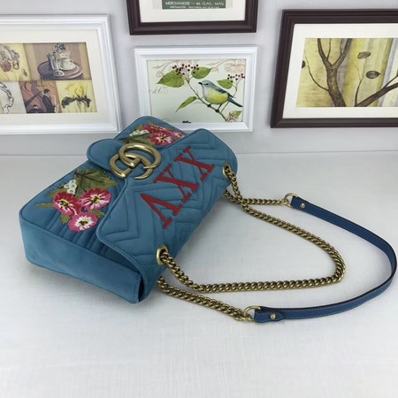 Gucci GG Marmont Medium Velvet Bag 443496 Blue