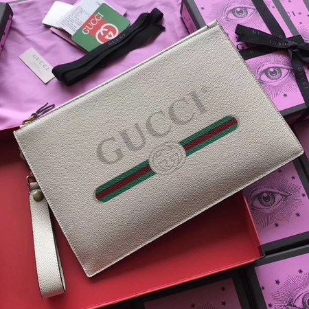 Gucci GG Marmont Calfskin Leather Clutch 466489 OffWhite