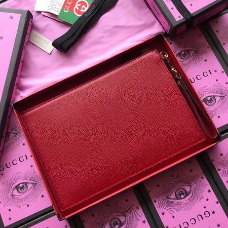 Gucci GG Marmont Calfskin Leather Clutch 466489 Red