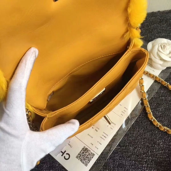 Chanel Original Leather Cony Hair Shoulder Bag CH5530 Yellow