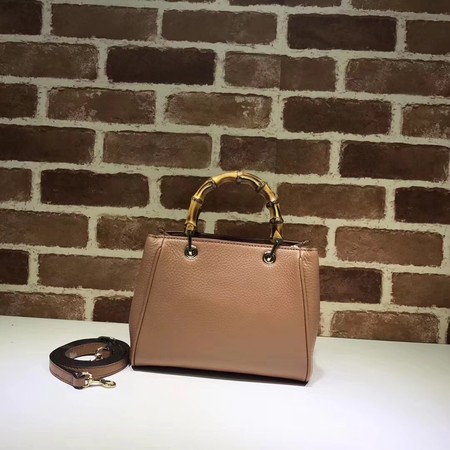 Gucci Bamboo Shopper mini Leather Top Handle Bag 368823 Apricot