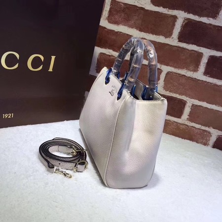 Gucci Bamboo Shopper mini Leather Top Handle Bag 368823 OffWhite