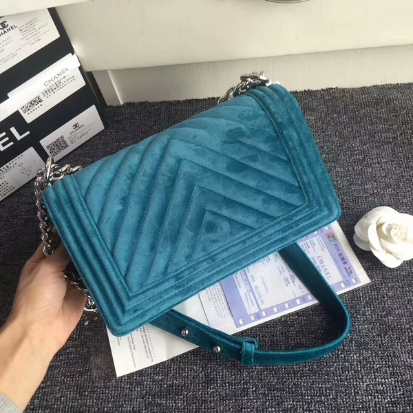 Chanel Le Boy Original Velvet Leather A67086 Skyblue