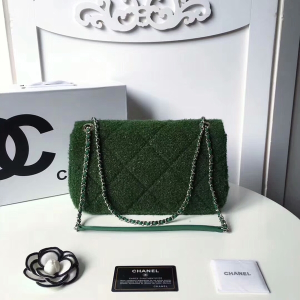 Chanel Original Suede Leather Flap Shoulder Bag A8128 Green