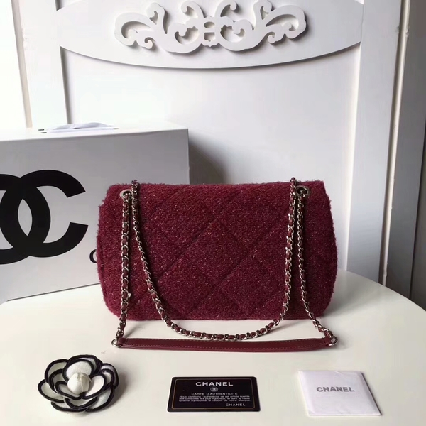 Chanel Original Suede Leather Flap Shoulder Bag A8128 Red