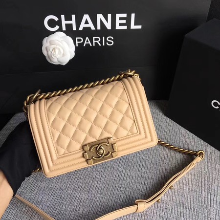 Boy Chanel Flap Shoulder Bag Sheepskin Leather A67085 Apricot