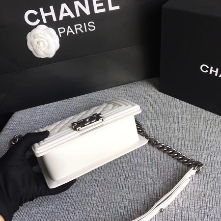 Boy Chanel Flap Shoulder Bag Sheepskin Leather A67085 White