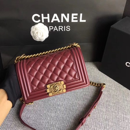 Boy Chanel Flap Shoulder Bag Sheepskin Leather A67085 Wine