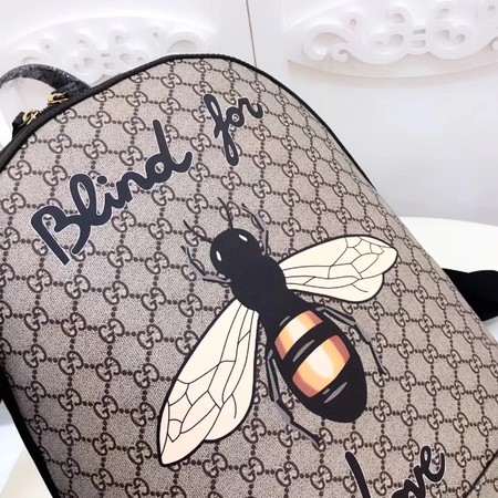 Gucci Bee Print GG Supreme Backpack 419584 Brown