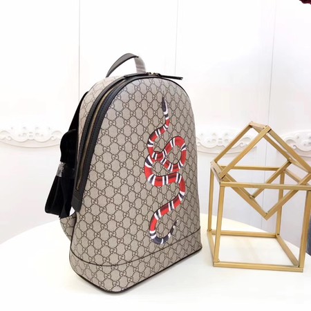 Gucci Kingsnake Print GG Supreme Backpack 419584 Brown