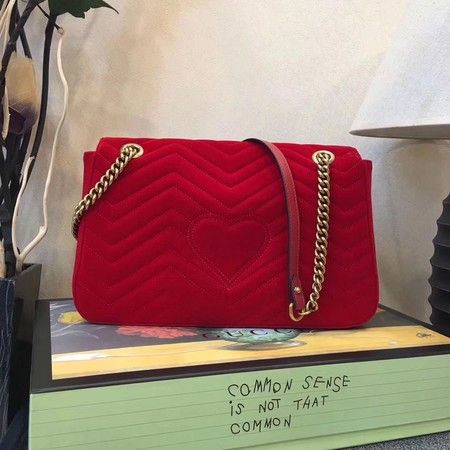 Gucci GG Marmont Medium Velvet Shoulder Bag 443496 Red