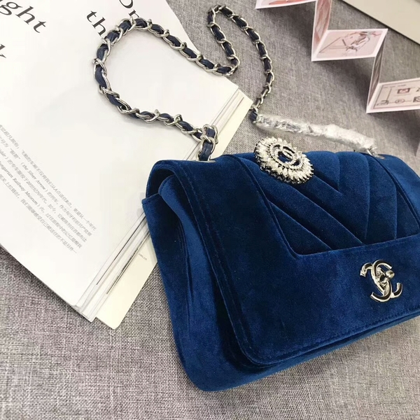 Chanel LeBoy 2017 Velvet Leather 67085 Blue