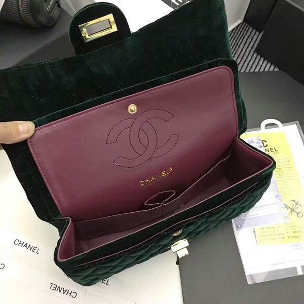 Chanel Suede Leather Flap Shoulder Bag CF8130 Green