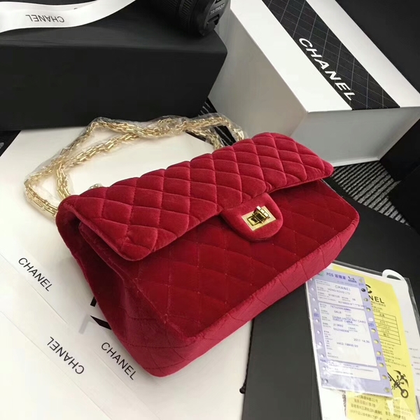 Chanel Suede Leather Flap Shoulder Bag CF8130 Red