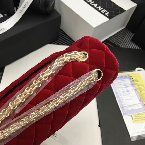 Chanel Suede Leather Flap Shoulder Bag CF8130 Red