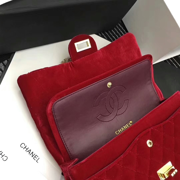 Chanel Suede Leather Flap Shoulder Bag CF8130 Red