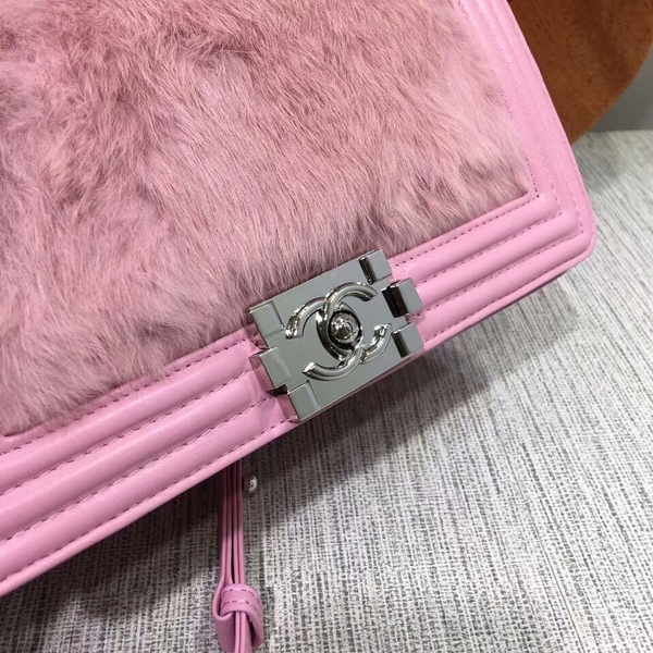 Chanel Le Boy Flap Shoulder Bag Coney Skin 8711A Pink