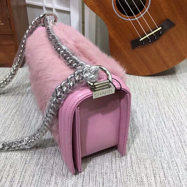 Chanel Le Boy Flap Shoulder Bag Coney Skin 8711A Pink