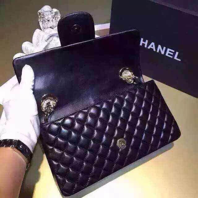 Chanel Sheepskin Leather Flap Shoulder Bag 1112A Black