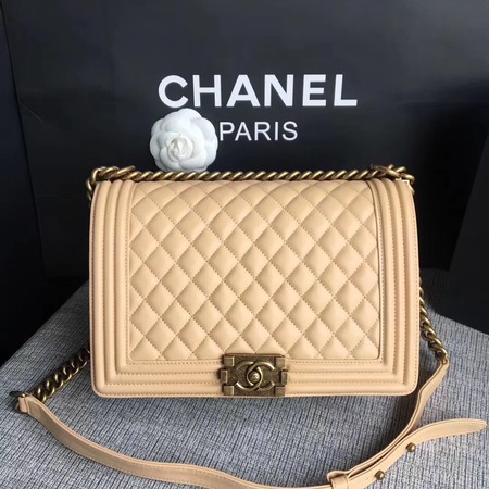 Boy Chanel Flap Bags Original Sheepskin Leather A67088 Apricot