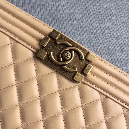 Boy Chanel Flap Bags Original Sheepskin Leather A67088 Apricot