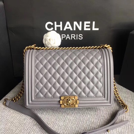 Boy Chanel Flap Bags Original Sheepskin Leather A67088 Grey