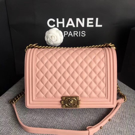 Boy Chanel Flap Bags Original Sheepskin Leather A67088 Pink