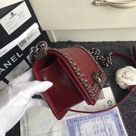 Boy Chanel Flap Shoulder Bag Sheepskin Leather A67085 Red