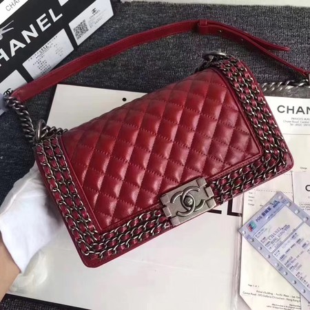 Boy Chanel Flap Shoulder Bag Sheepskin Leather A67086C Red