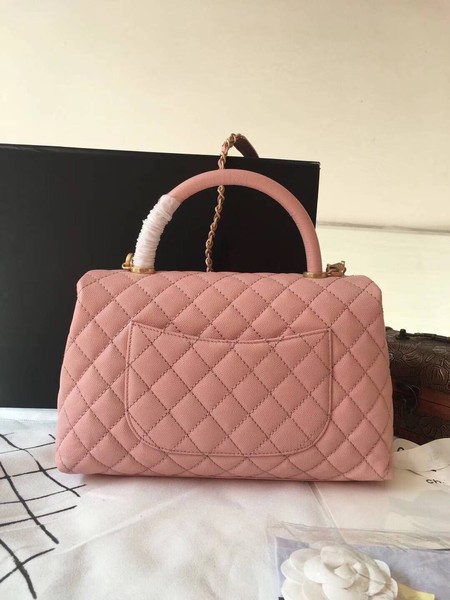 Chanel Classic Top Handle Bag Pink Original Leather A92292 Gold