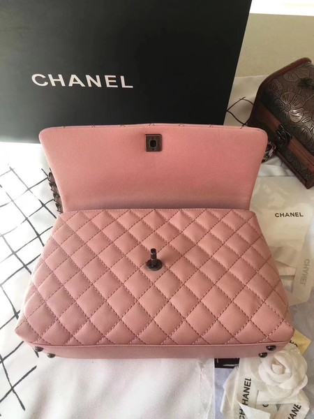 Chanel Classic Top Handle Bag Pink Original Leather A92292 Silver