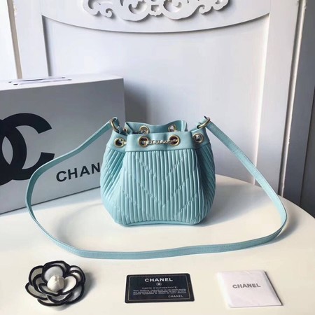 Chanel Hobo Bag Original Sheepskin Leather A35612 SkyBlue