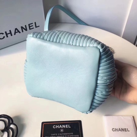 Chanel Hobo Bag Original Sheepskin Leather A35612 SkyBlue