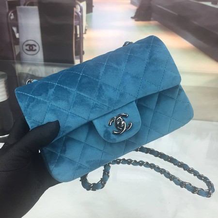 Chanel mini Classic Flap Bag Original Velet Leather A1116 Blue