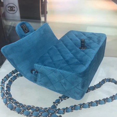 Chanel mini Classic Flap Bag Original Velet Leather A1116 Blue