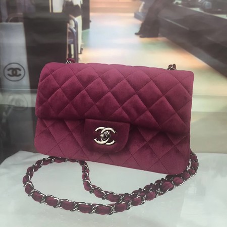 Chanel mini Classic Flap Bag Original Velet Leather A1116 Purple