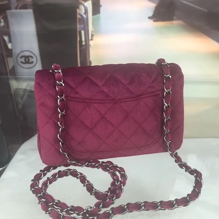 Chanel mini Classic Flap Bag Original Velet Leather A1116 Purple