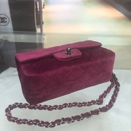 Chanel mini Classic Flap Bag Original Velet Leather A1116 Purple