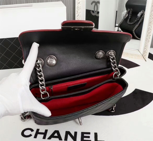 Chanel Calfskin Leather Flap Shoulder Bag 81733 Black