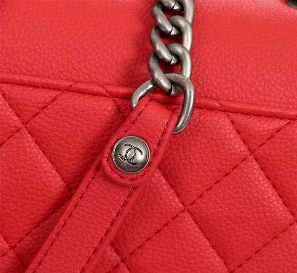 Chanel Calfskin Leather Flap Shoulder Bag 81733 Red